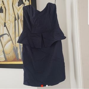 Blue Jean colored peplum mini dress, strapless